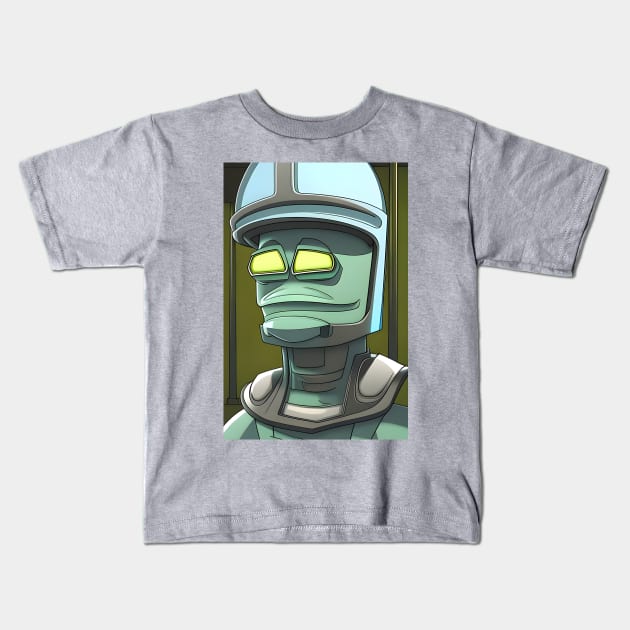 Green robot Kids T-Shirt by Urbanic